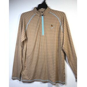 Garb 1/4 Zip Pullover Youth 13-14 Tan Brown Striped Excellent UPF 50 Golf Top
